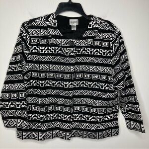 Chico’s black and white embroidered jacket‎ blazer size 2